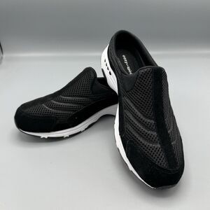 Easy Spirit Mule Traveltime Women 8.5 W Black  White Sole Slip on Shoes Walking